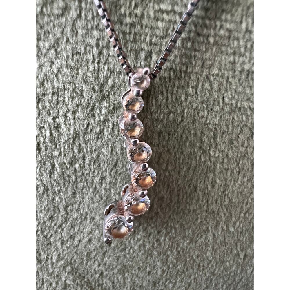 925 Danecraft Sterling Silver Necklace w/ SAI Crystal Drop Pendant Vintage